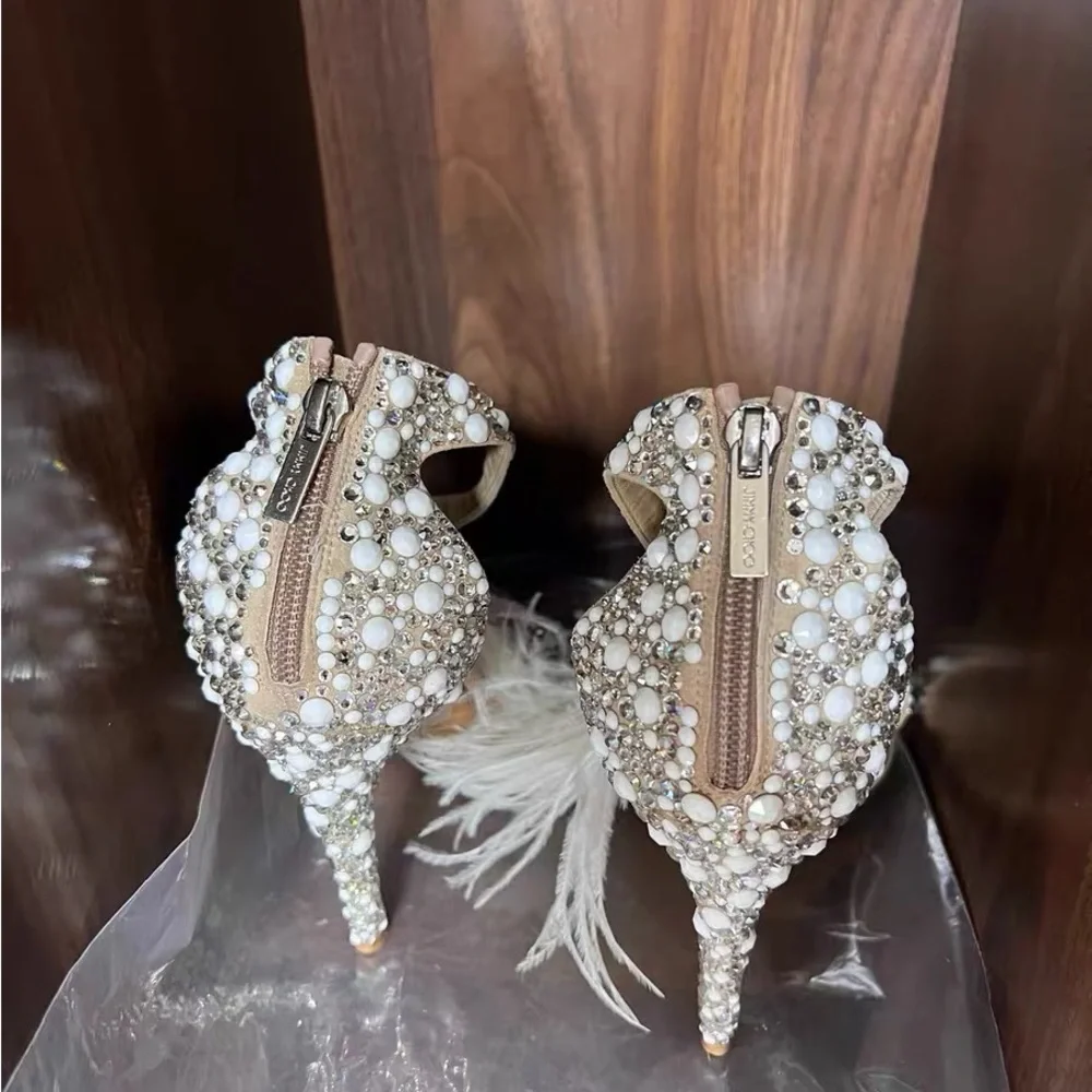Jimmy Choo Pearl and Feather Embellished Heels - Picture 5 of 5